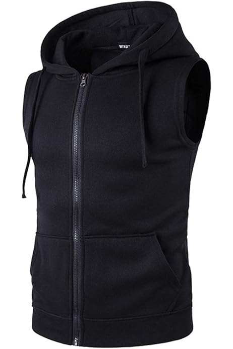 BCPOLO Men's Casual Zip-Hoodie Vest Cotton Sleeveless Zip up